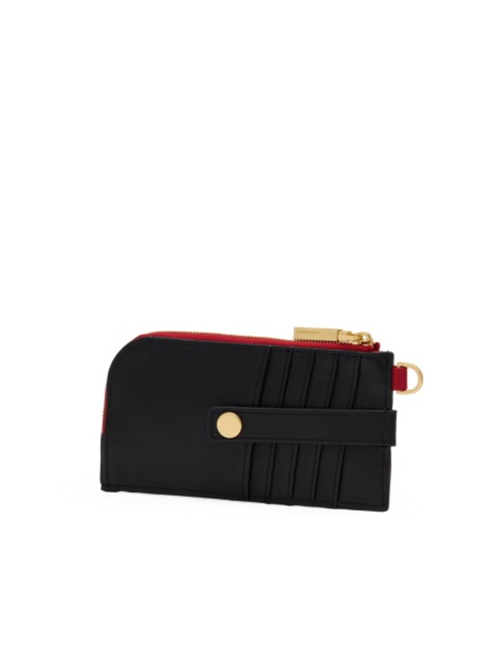 Hammitt 210 East Black/Red/Gold Sleek Card Wallet with Red Zip Accent
